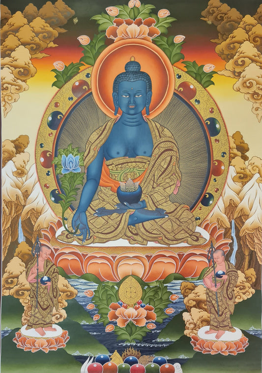 182. Medicine Buddha Thanka (Thangka). Free Brocade / Free Shipping.