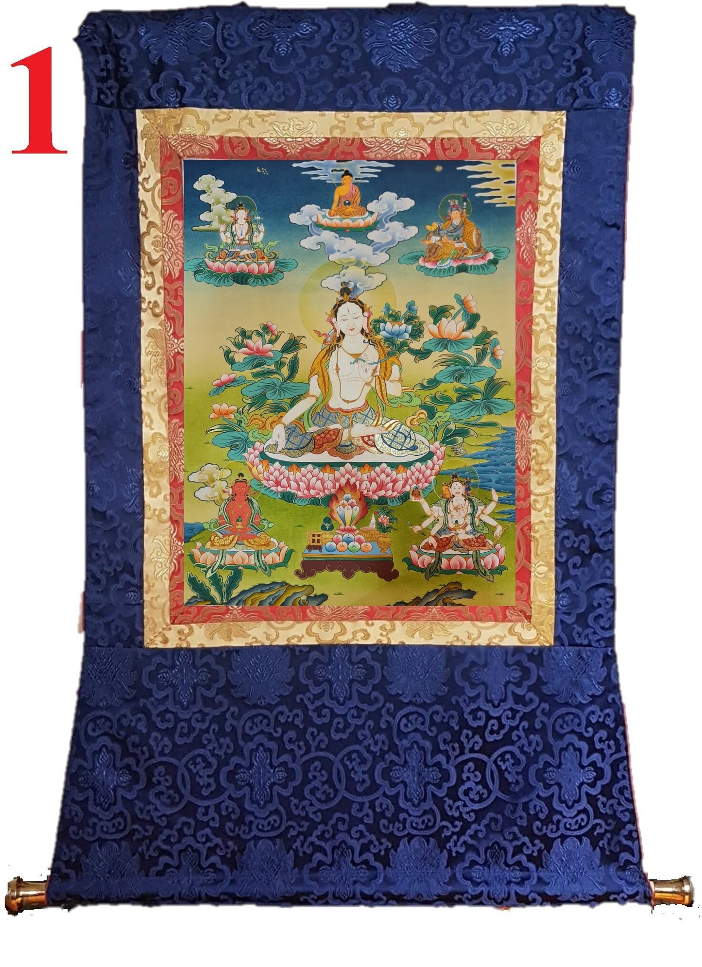 255. White Tara Thangka (Thanka). Free Brocade / Free Shipping.