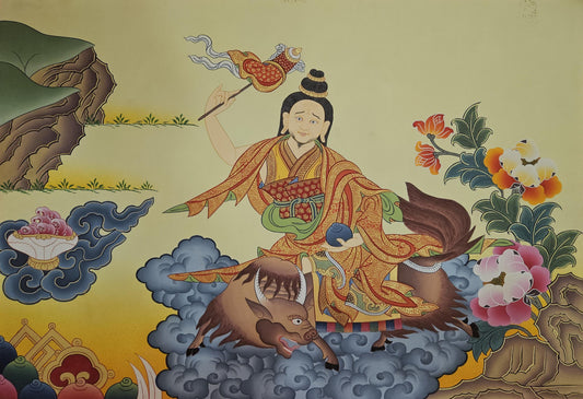 358. Genyan (Protector of Thrangu Rinpoche’s Monastery) Thangka (Thanka). Free Brocade / Free Shipping.