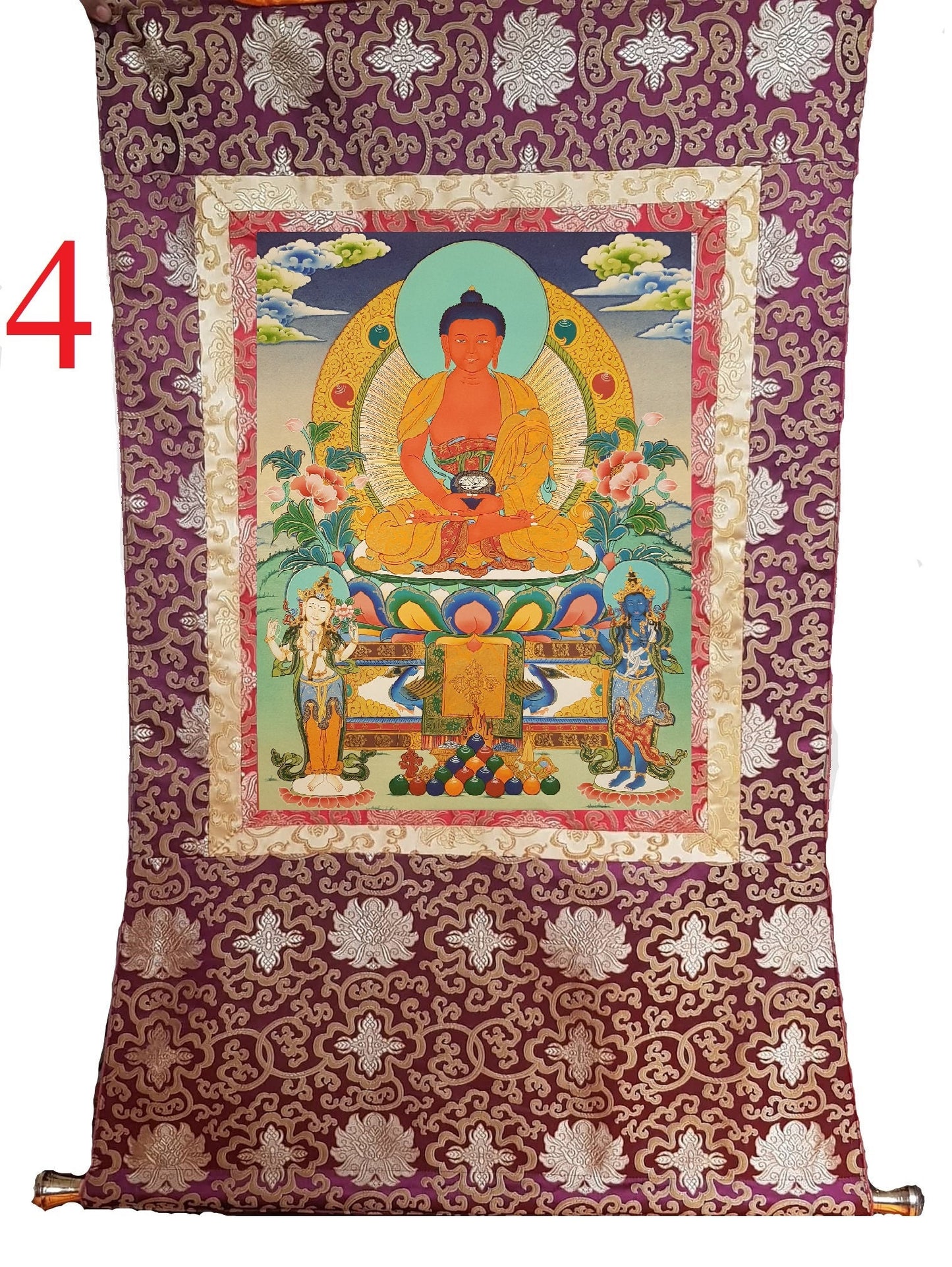 27. Amitabha Buddha Thangka (Thanka). Free Brocade / Free Shipping.