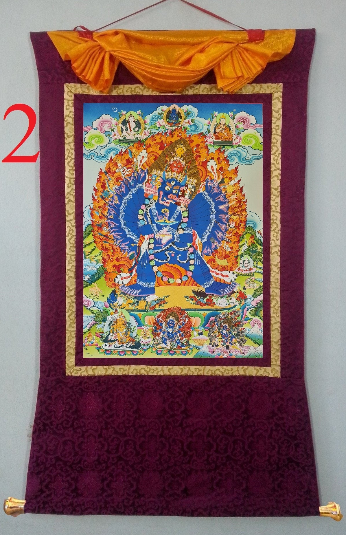 186. Yamantaka Thanka (Thangka).  Free Brocade / Free Shipping.