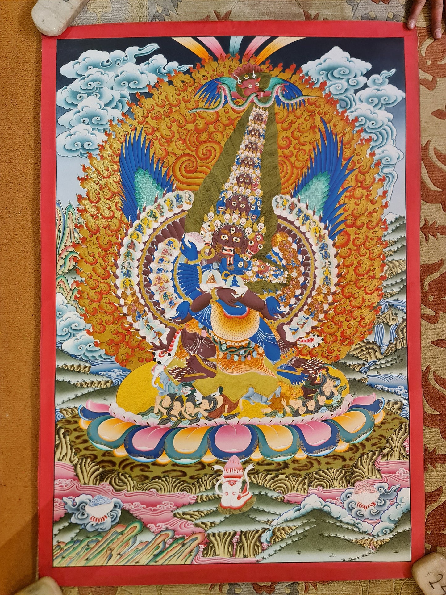 287. Kagye Chemchok Heruka Thanka (Thangka). Free Brocade / Free Shipping.