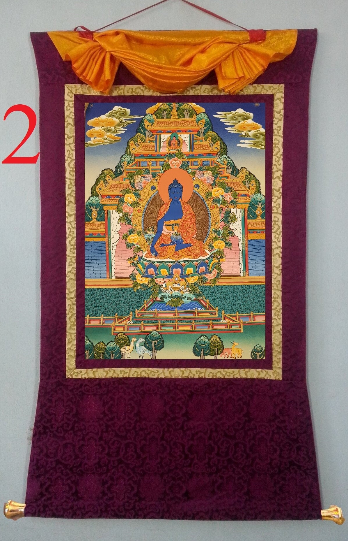 88. Medicine Buddha Thanka (Thangka). Free Brocade / Free Shipping.