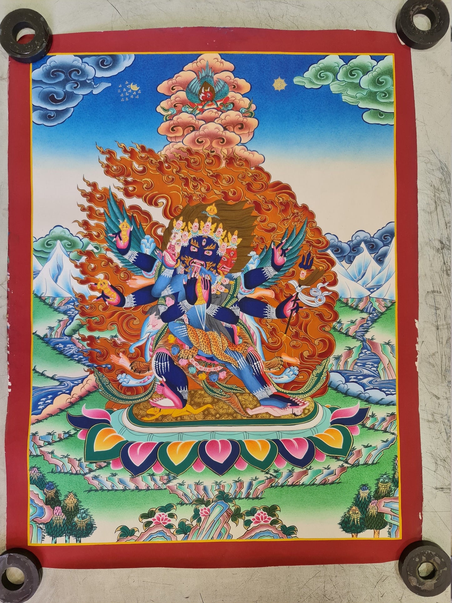 180. Vajra Kilaya (Dorje Phurba) Thanka (Thangka). Free Brocade / Free Shipping.