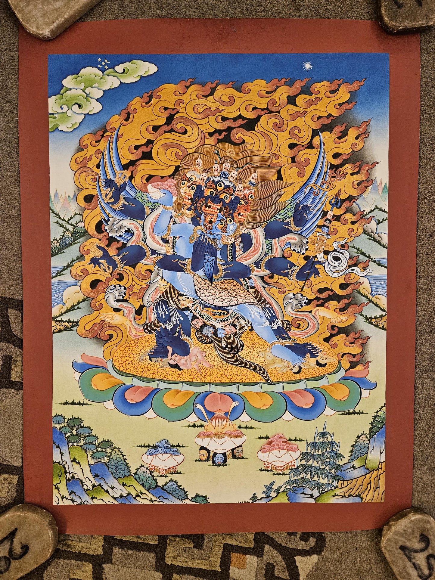130. Vajra Kilaya (Dorje Phurba) Thanka (Thangka). Free Brocade / Free Shipping.