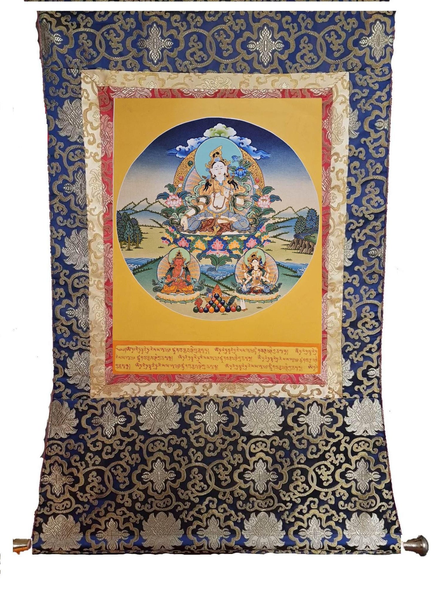 151. White Tara Thangka (Thanka). Free Brocade / Free Shipping.