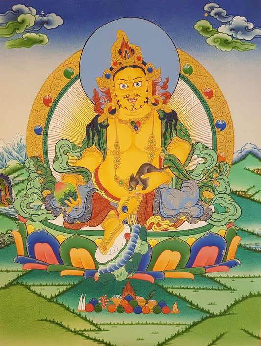 157. Jambhala or Zambhala Thangka (Thanka). Free Brocade / Free Shipping.